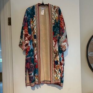 Chico's Colorful Floral Kimono Cape